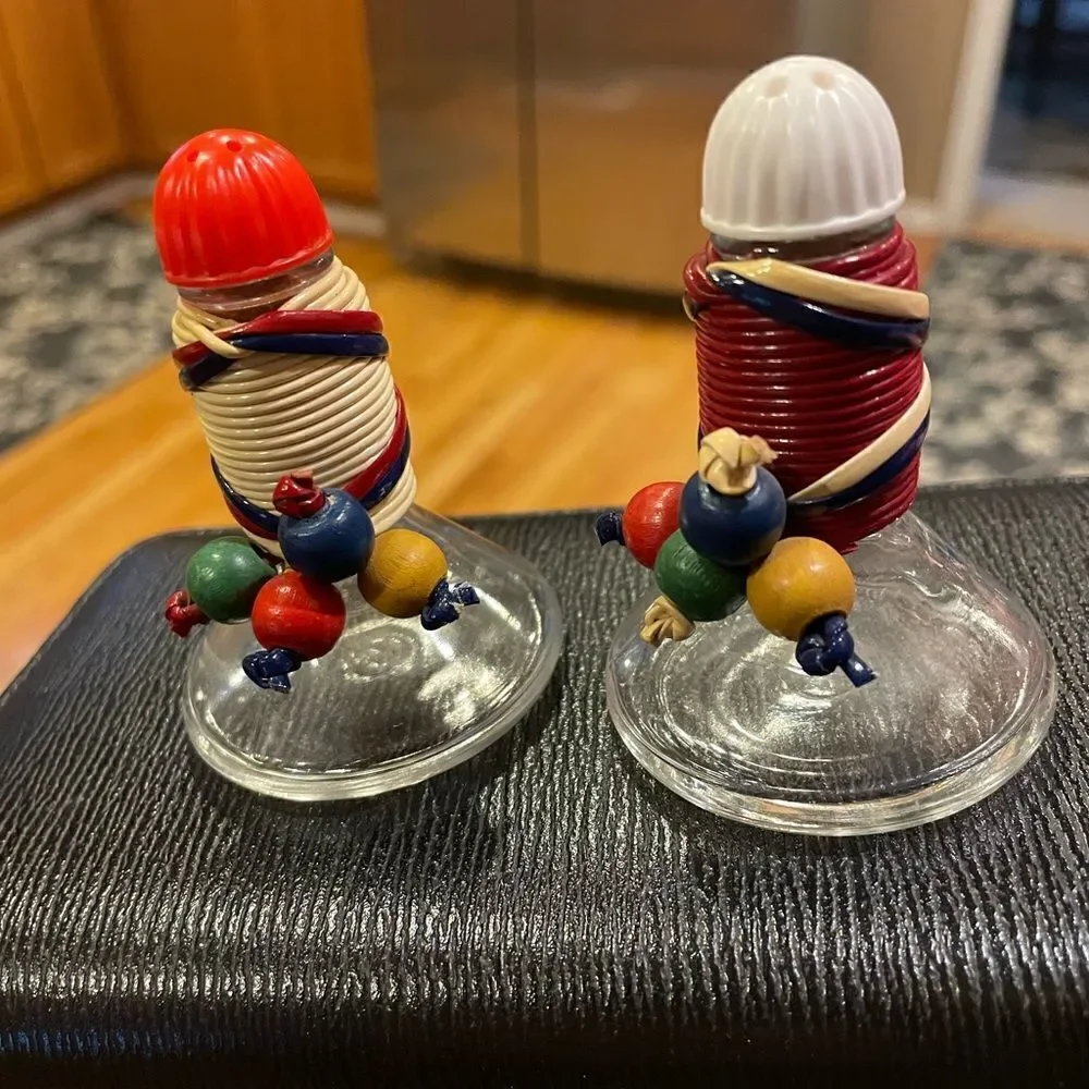 Vintage Nautical Type Glass Salt and Pepper Shakers
